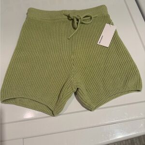 Reformation Olive Knit High Waist Shorts